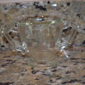 Vintage Imperial Glass Clear Etched Open Sugar Square Bowl